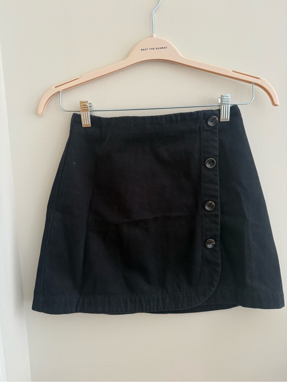 BDG Black Wrap Front Button Mini Skirt